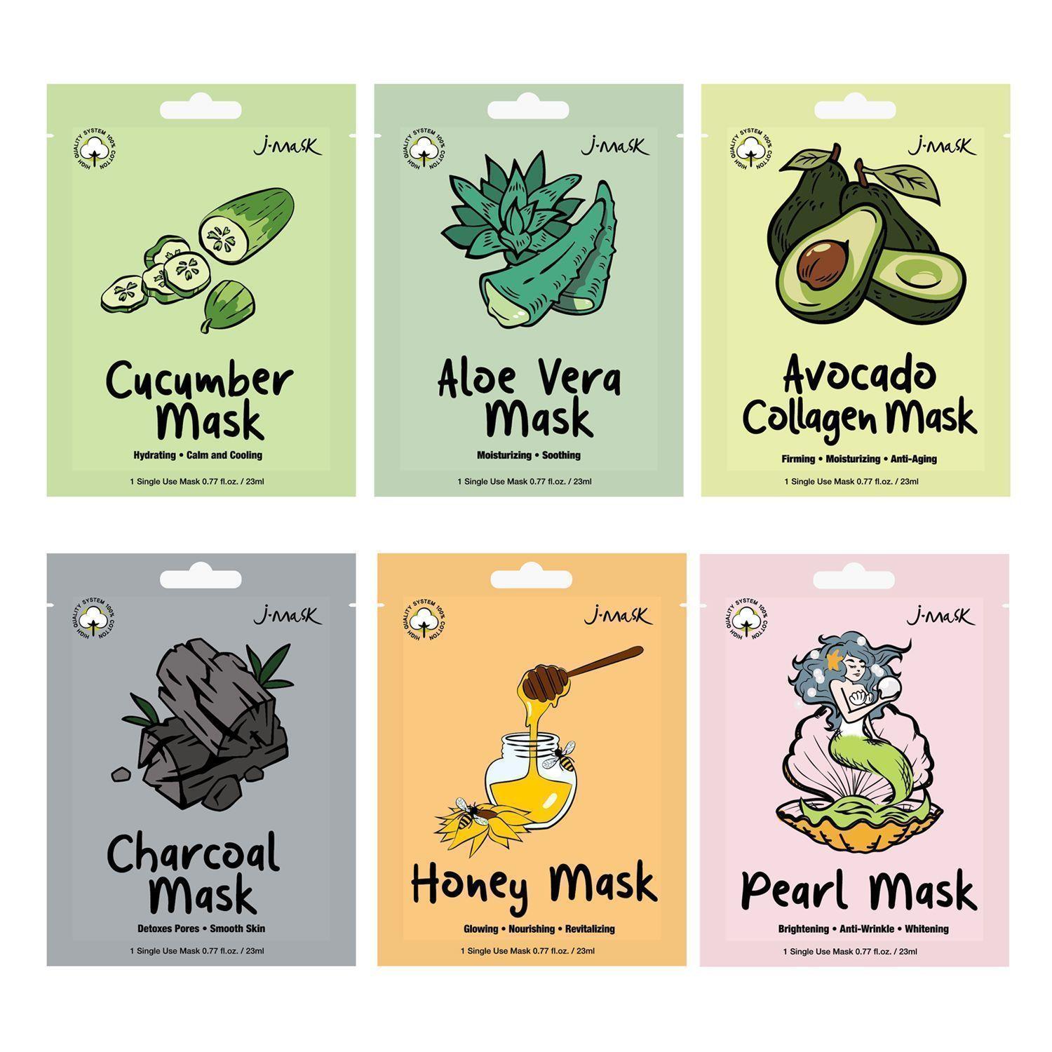 Pack 6 Mascarillas Faciales Coreanas J-Mask + Cintillo Spa y Maquillaje-1