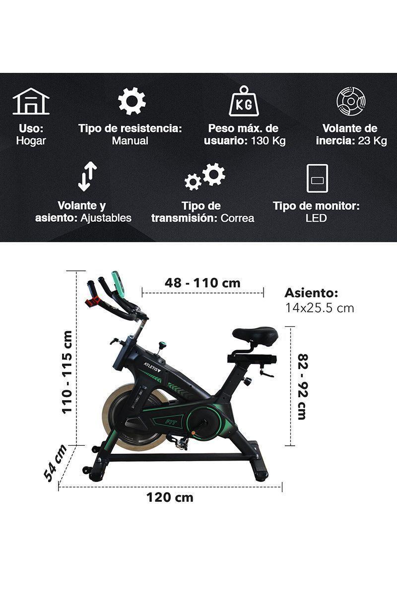 Bicicleta Spinning Pro 800 23 kg Negro-2