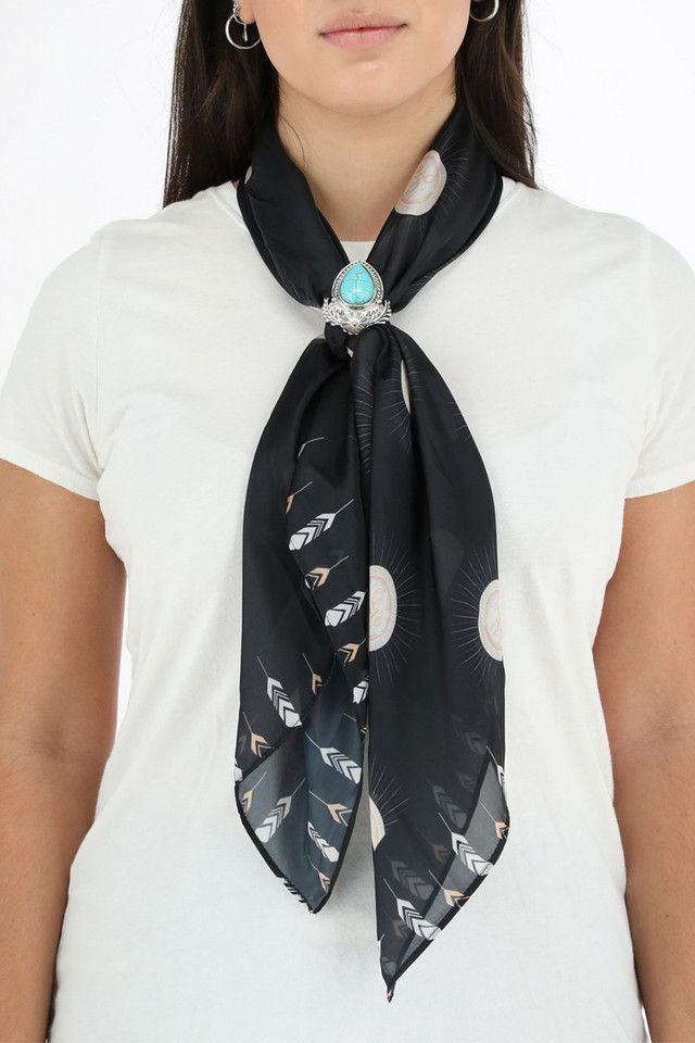 Pañuelo Bandana Estampada Negra Black Nitro Soles + Anillo Metálico Plateado Flor Humana-2