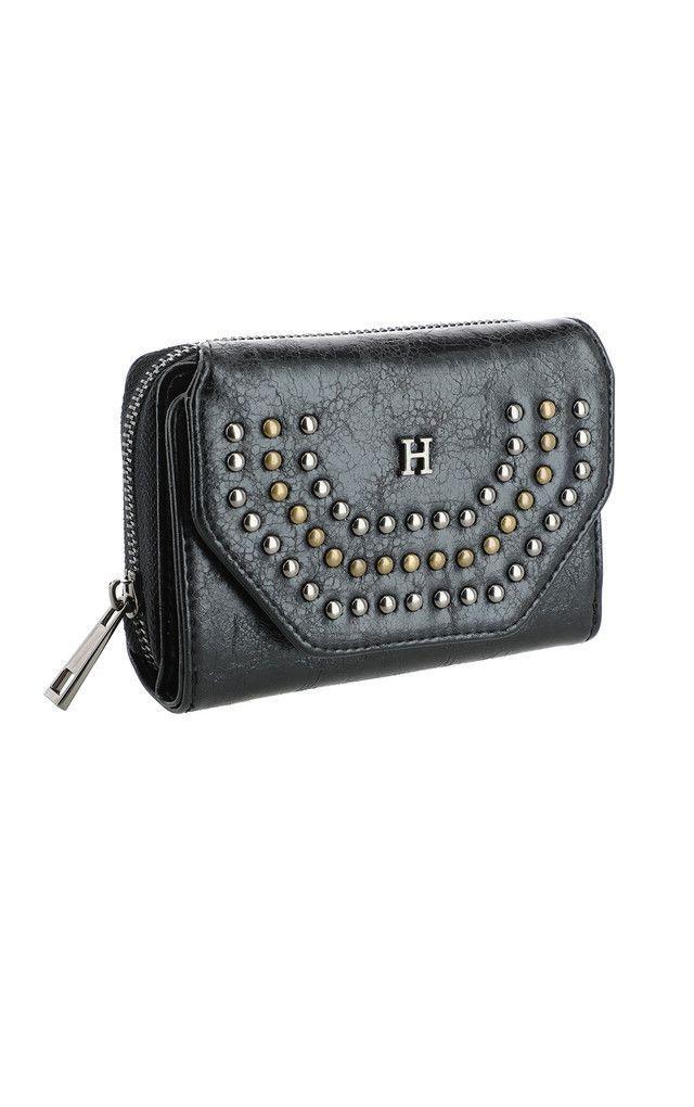 Billetera Chica Folk Studs Negra Humana-0