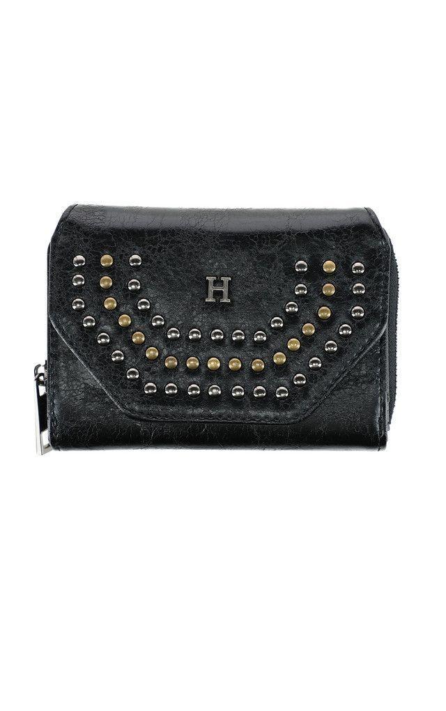 Billetera Chica Folk Studs Negra Humana-2