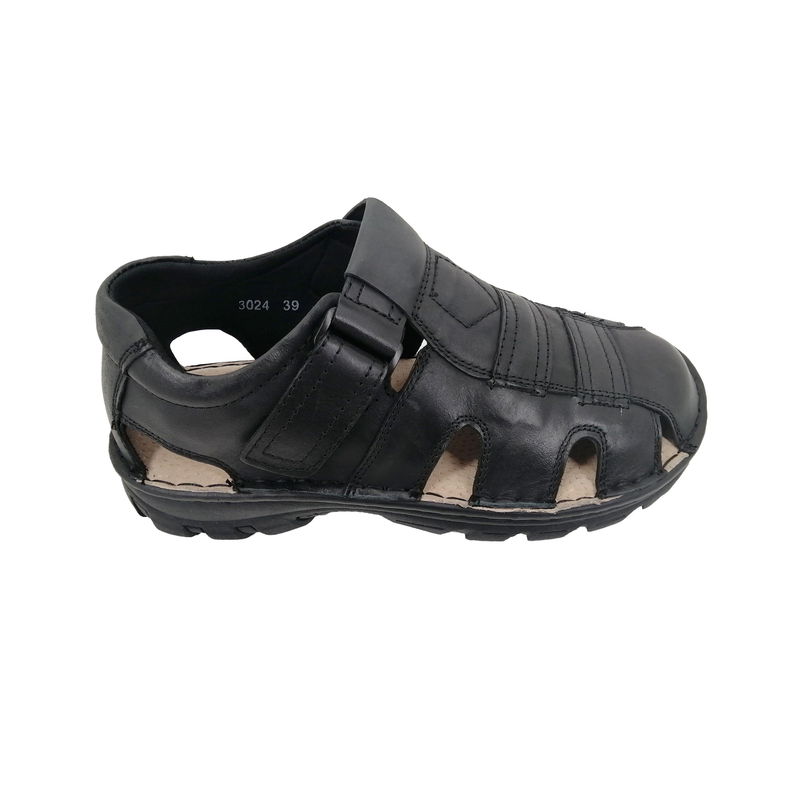 Sandalia de Cuero Hombre Negro 024-2