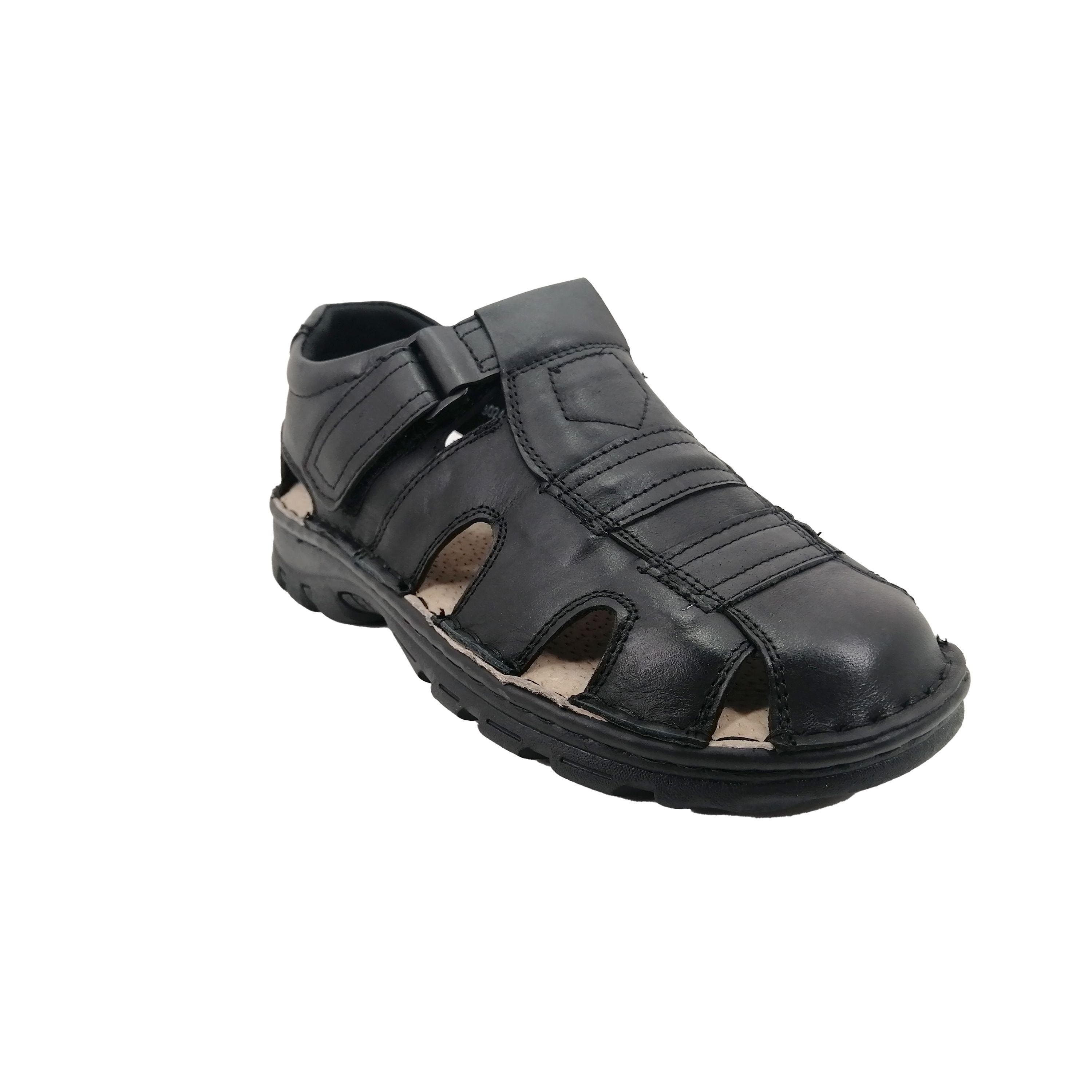 Sandalia de Cuero Hombre Negro 024-1