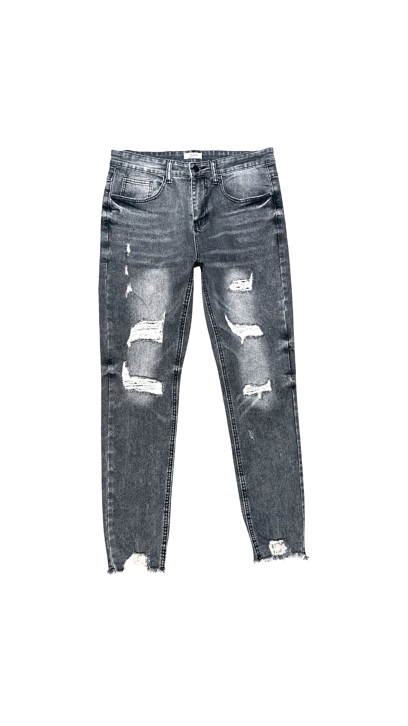 Jeans Hombre Skinny Gris Focalizado con Destroyer-6