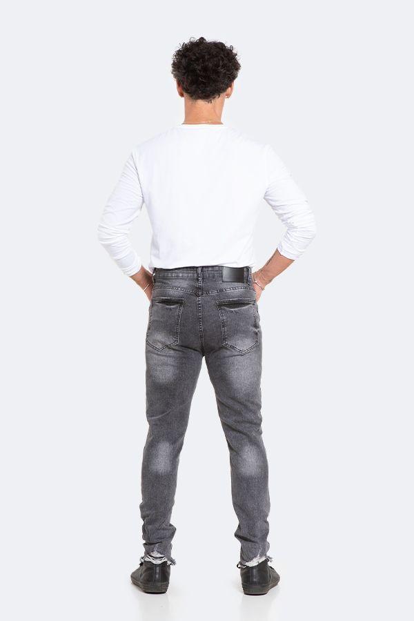 Jeans Hombre Skinny Gris Focalizado con Destroyer-3