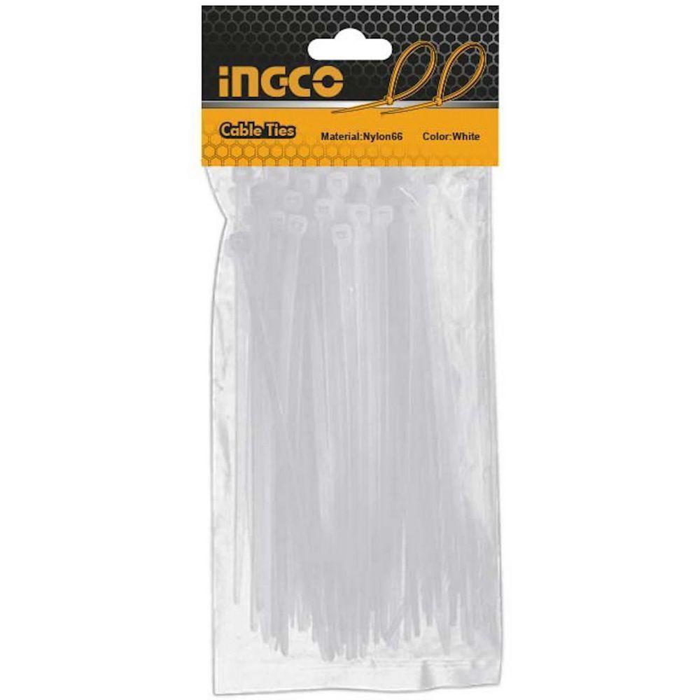 PACK 100 AMARRAS PLASTICAS BLANCAS 2.5X100MM INGCO HCT1001-0