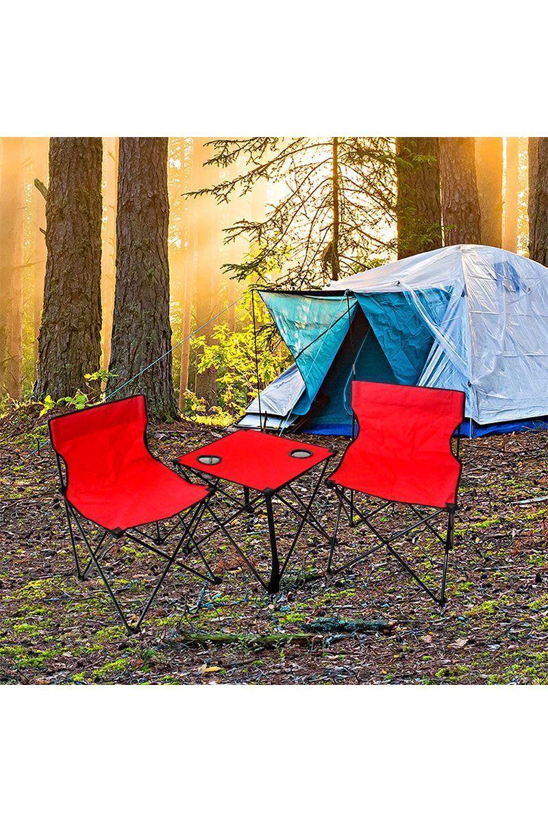 Set de Mesa con 2 Sillas Plegables Outdoor Rojo-5