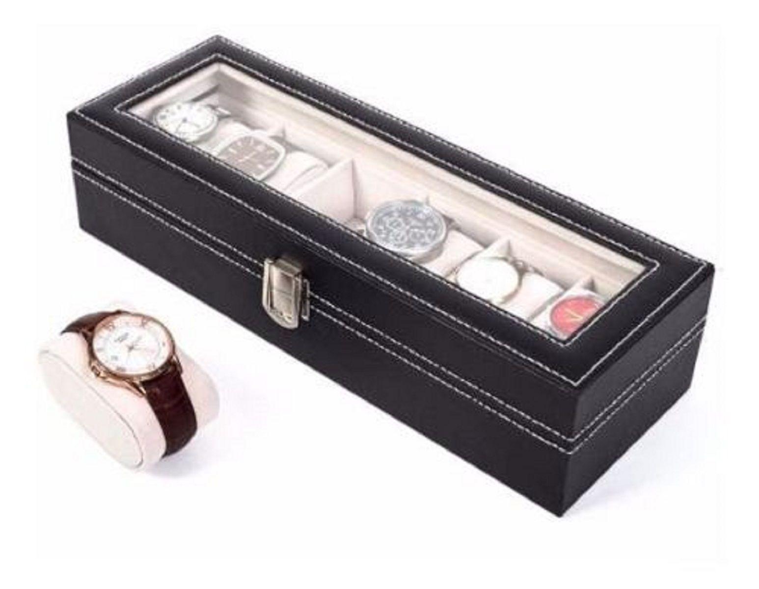 Fina Caja estuche Almacenamiento 6 Relojes AI81 -3
