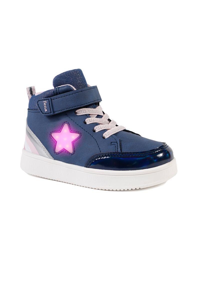 Zapatila Led Caña Velcro A Caminar Niña Ficcus-1