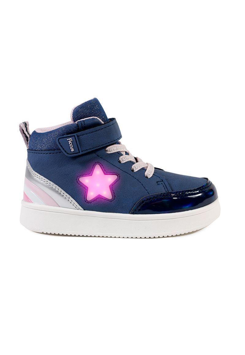Zapatila Led Caña Velcro A Caminar Niña Ficcus-2