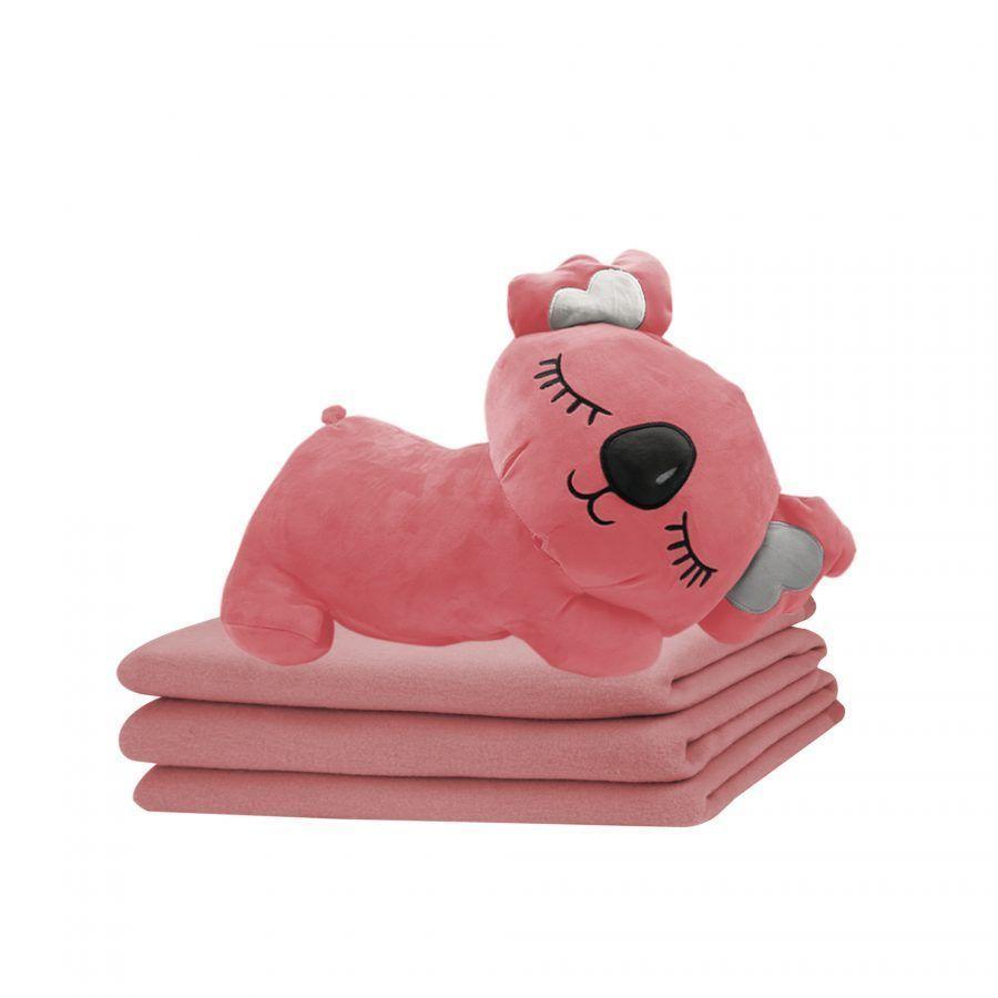 PELUCHE ALMOHADA DE FELPA 3 EN 1 + MANTA FRAZADA DE POLAR KOALA ROSADO-0