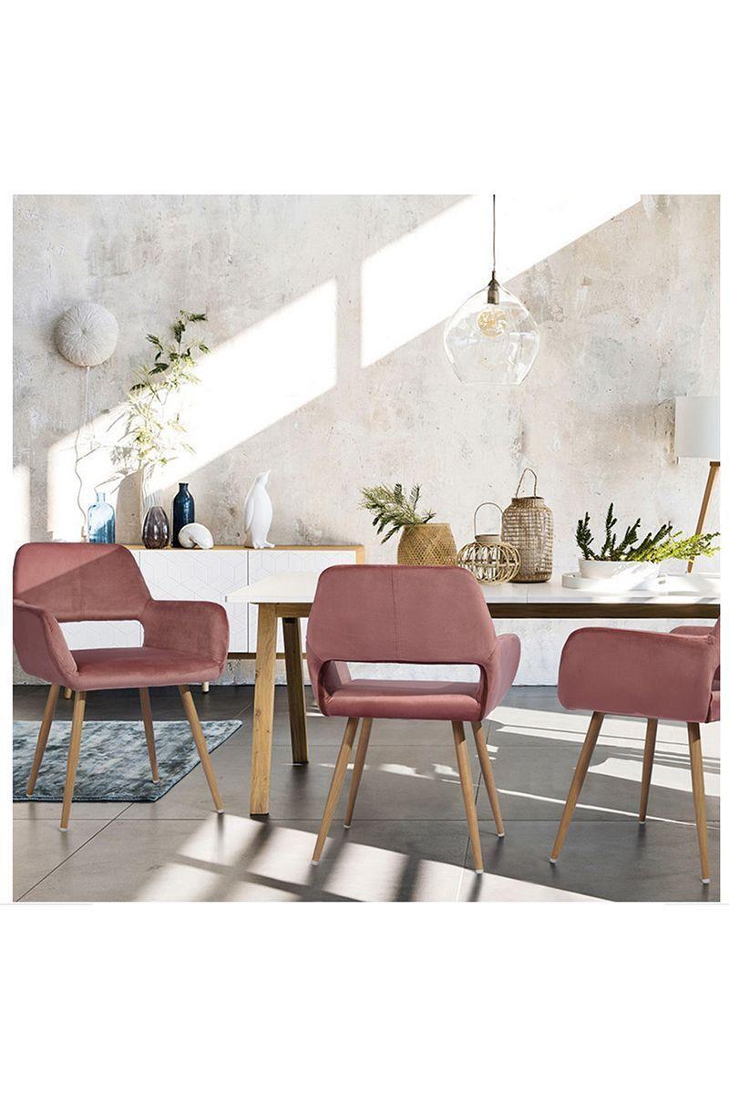 Silla Comedor Sitial Cromwell Terciopelo - Rosa-4