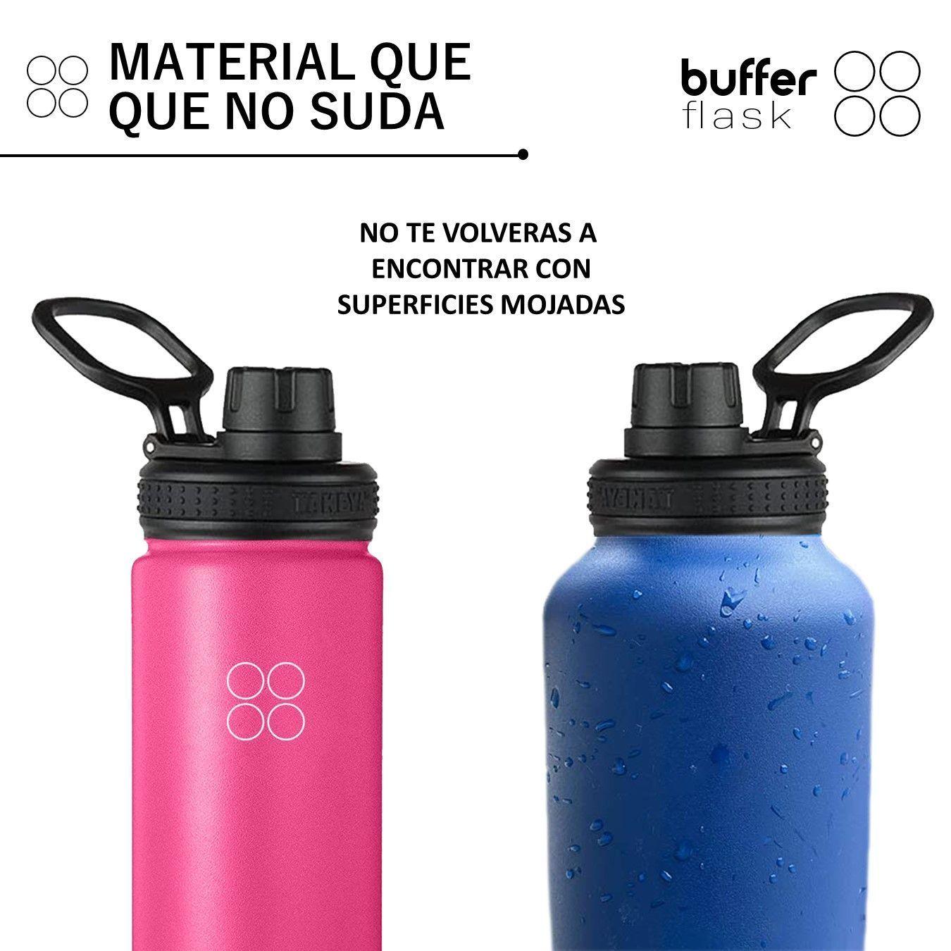 Termo Botella Agua Termica Buffer Acero Inoxidable +4 Tapas Rosado-3