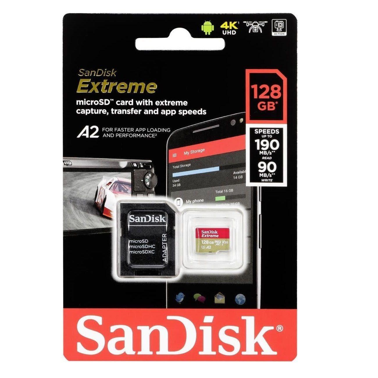 Tarjeta de memoria SanDisk Extreme Micro SDXC 128GB Clase 10 U3-3