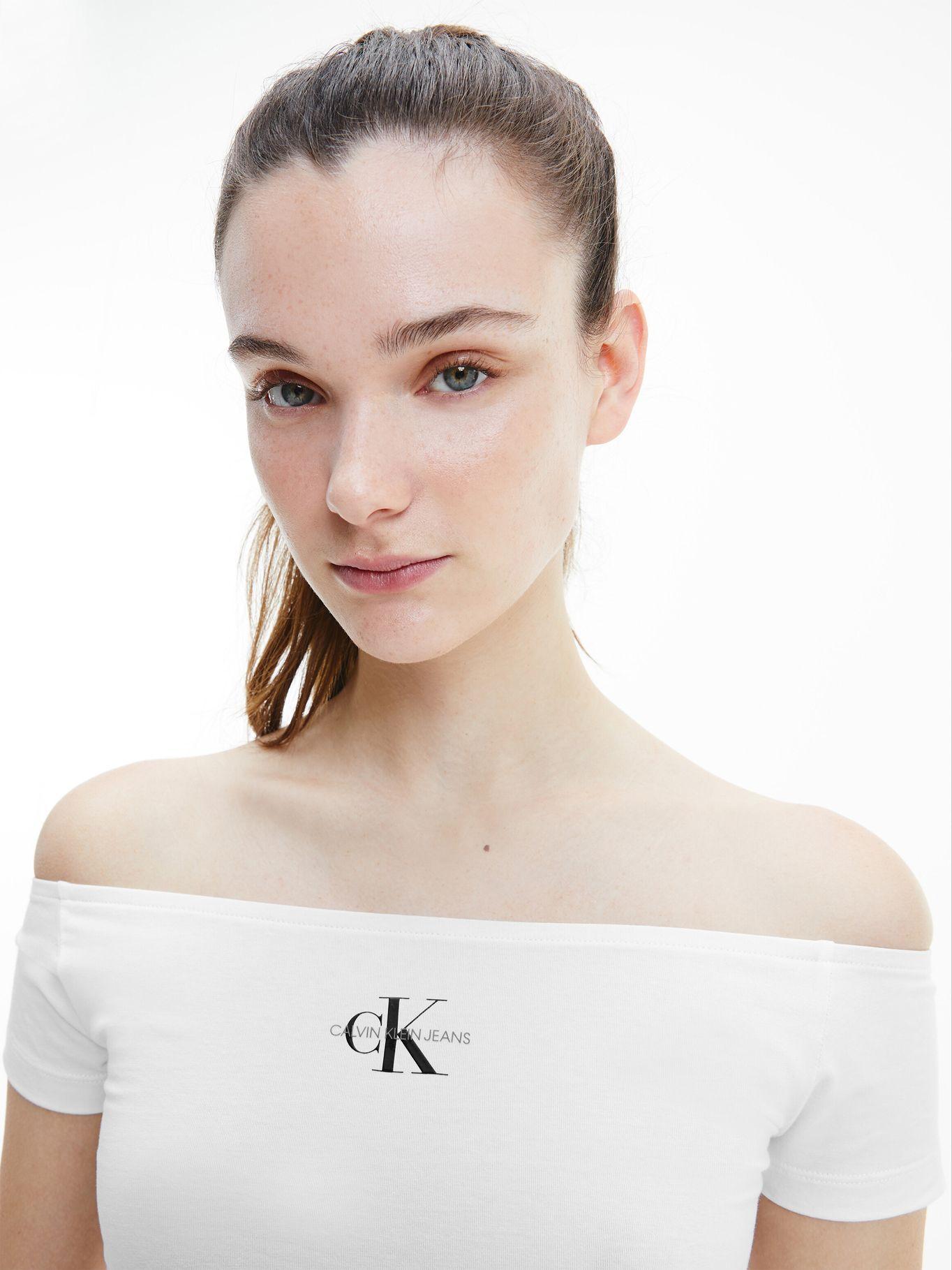 Polera Bardot Slim Blanco Calvin Klein-2