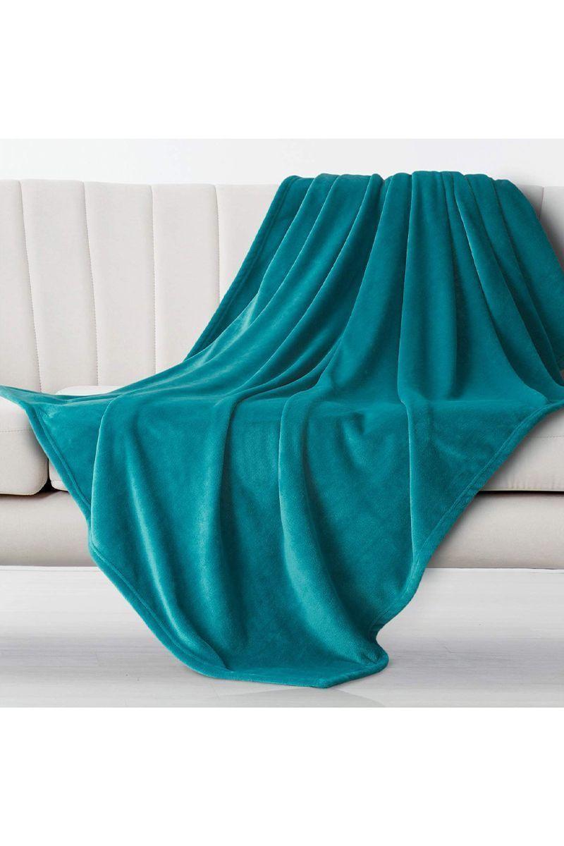 Manta de Cama Franela Felpa 210x230 cm Turquesa-1