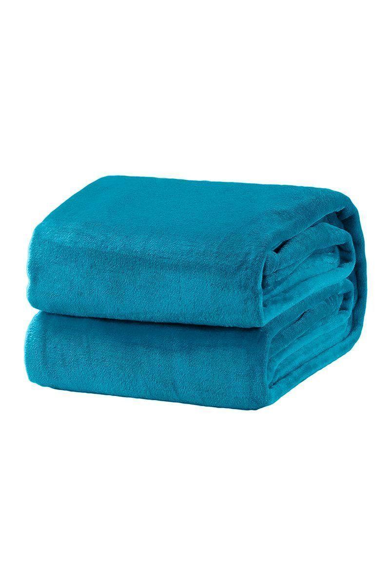 Manta de Cama Franela Felpa 210x230 cm Turquesa-0