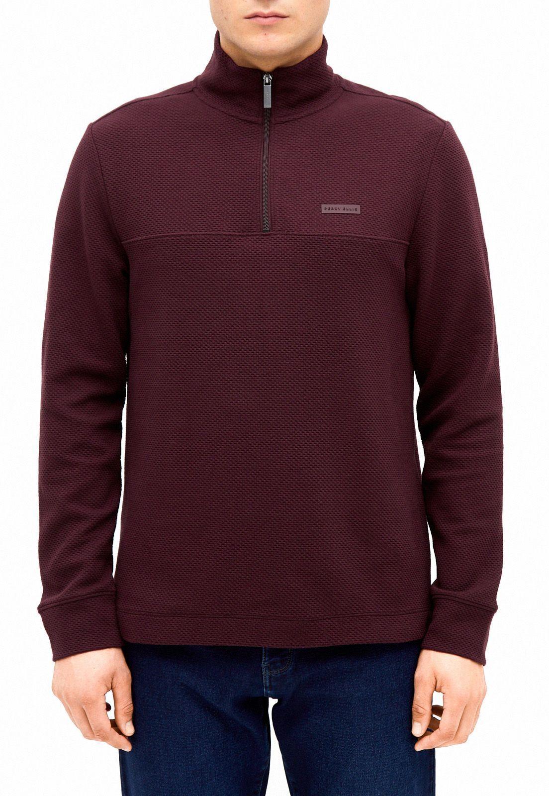 Polerón quarter zip textura Burdeo-0