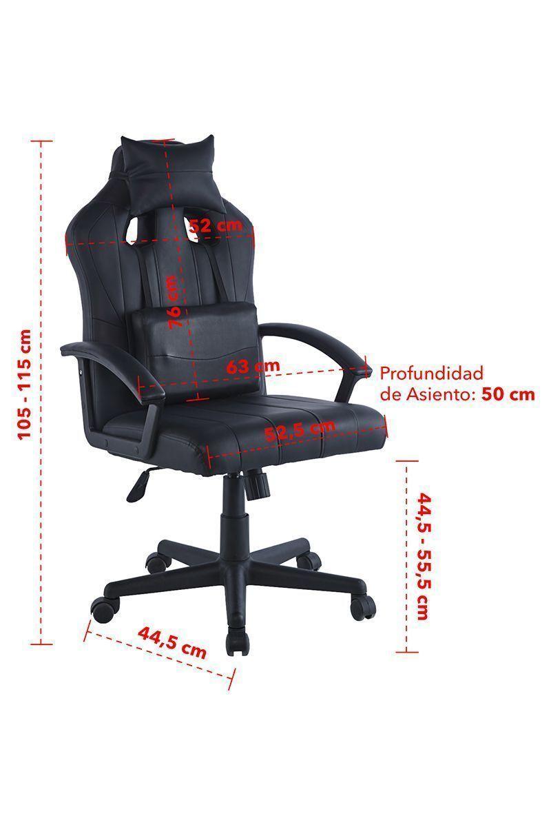 Silla Gamer con Altura Ajustable Negro-2