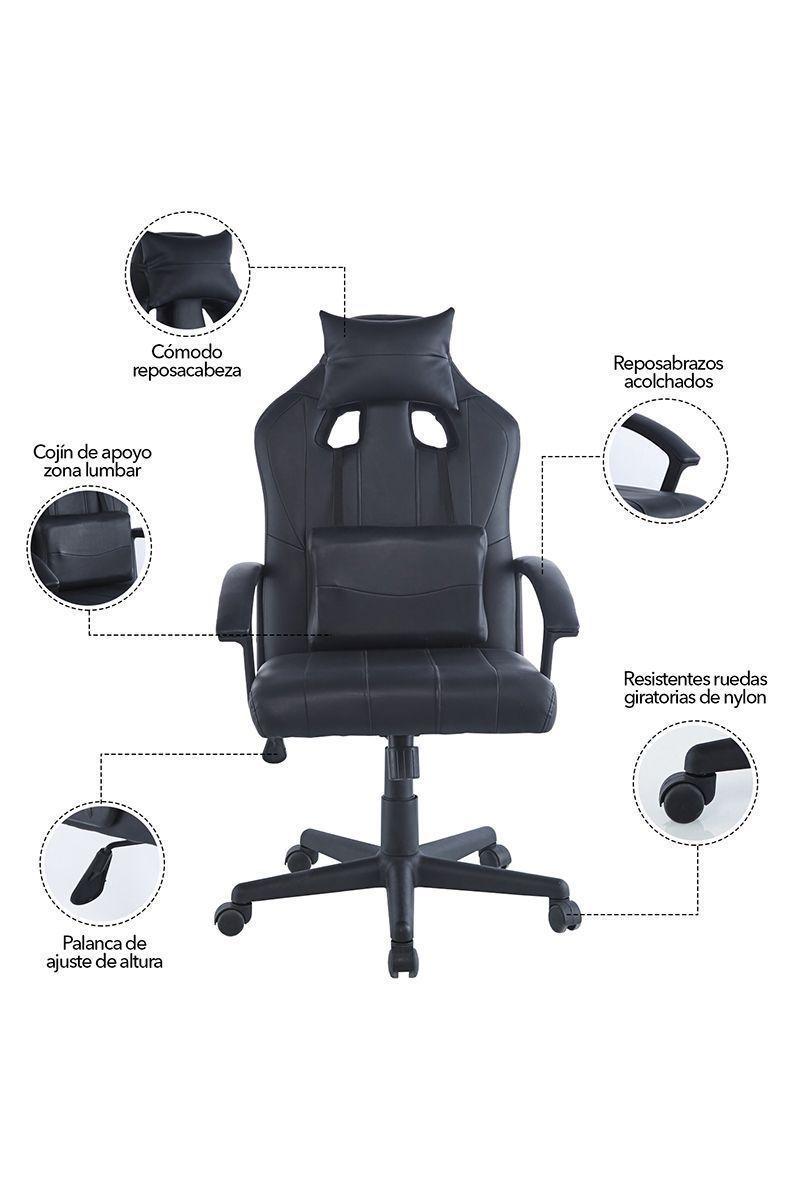 Silla Gamer con Altura Ajustable Negro-4