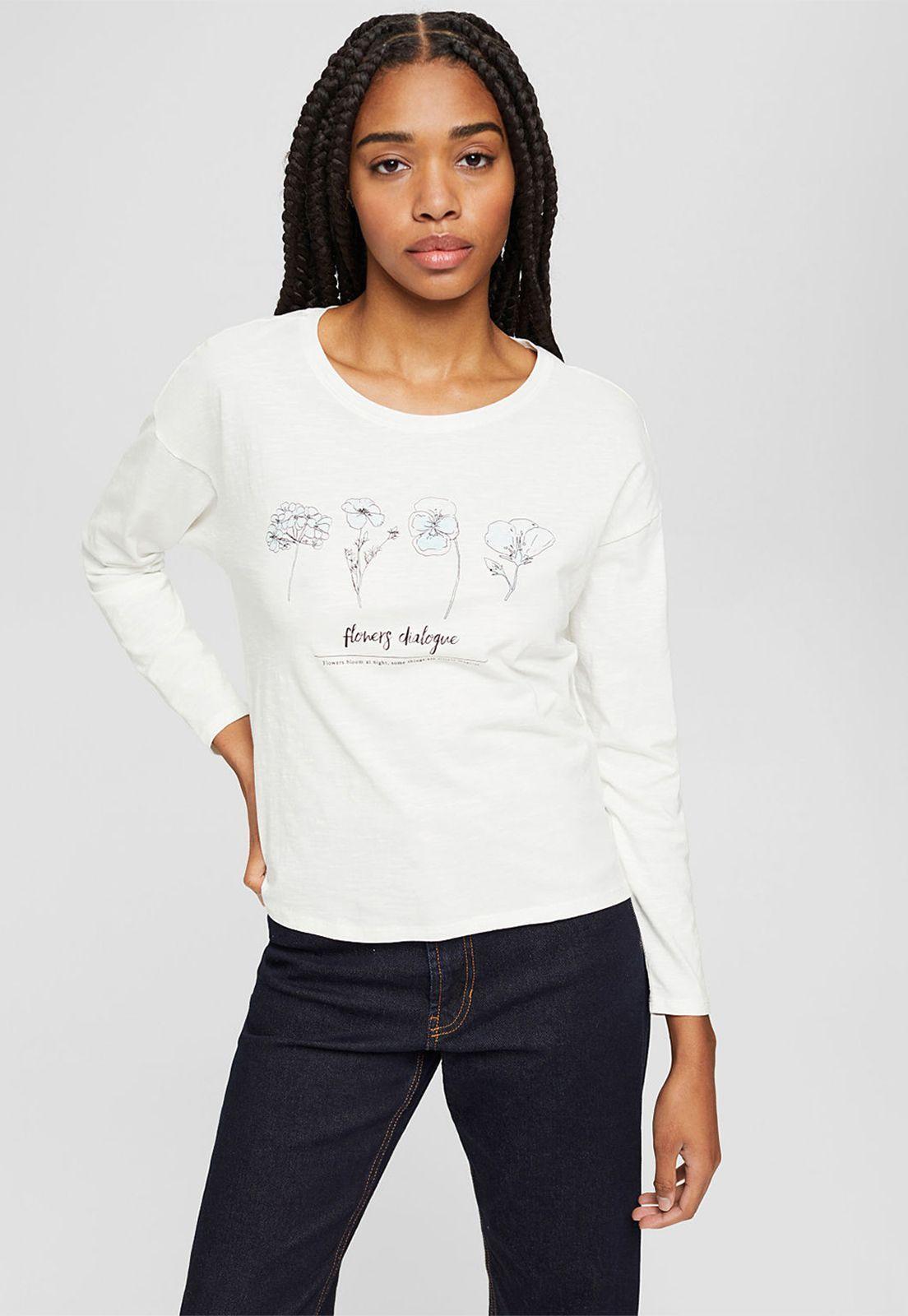 Polera mujer manga larga con estampado Esprit-0