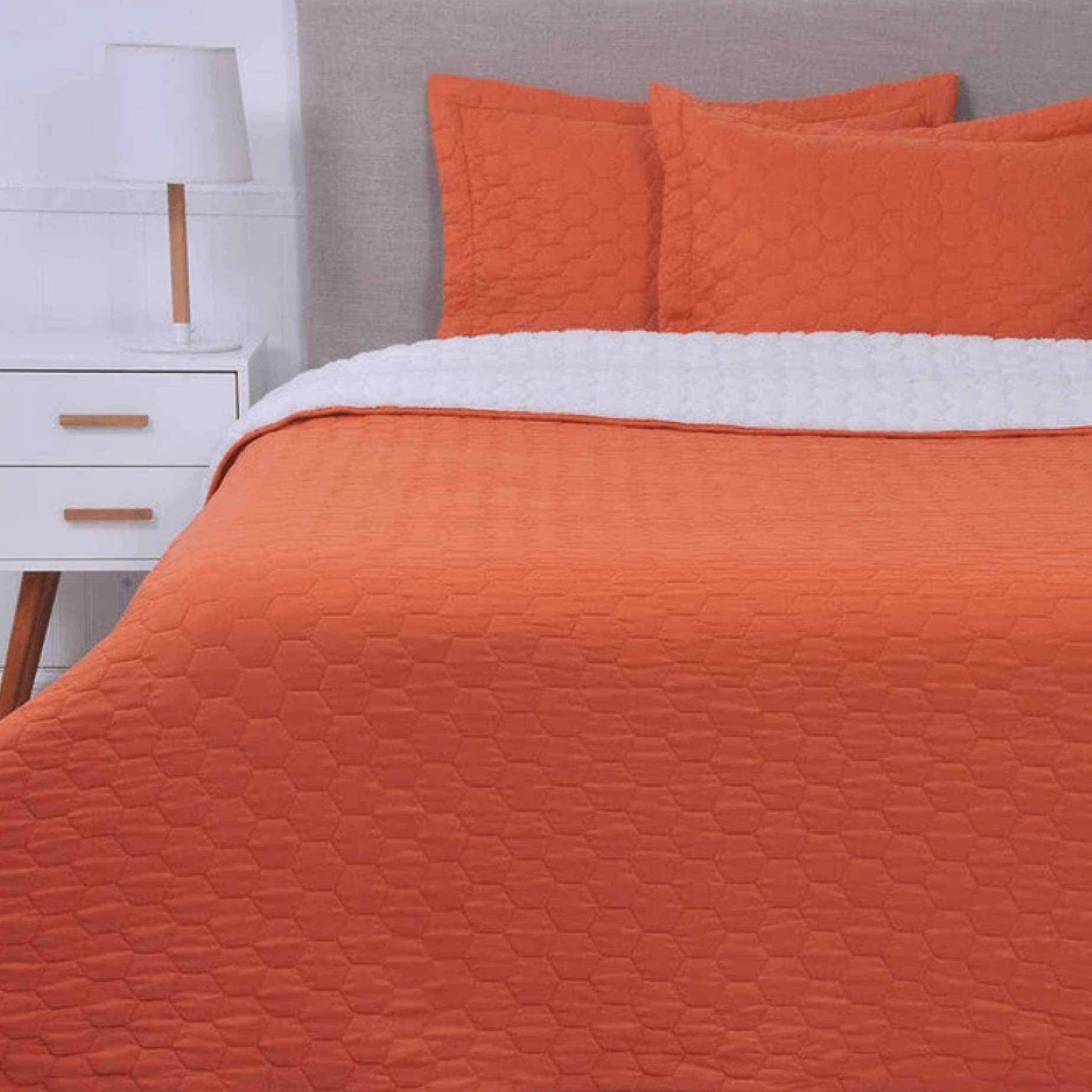 Quilt Sherpa Liso 2 Plazas Naranjo-0