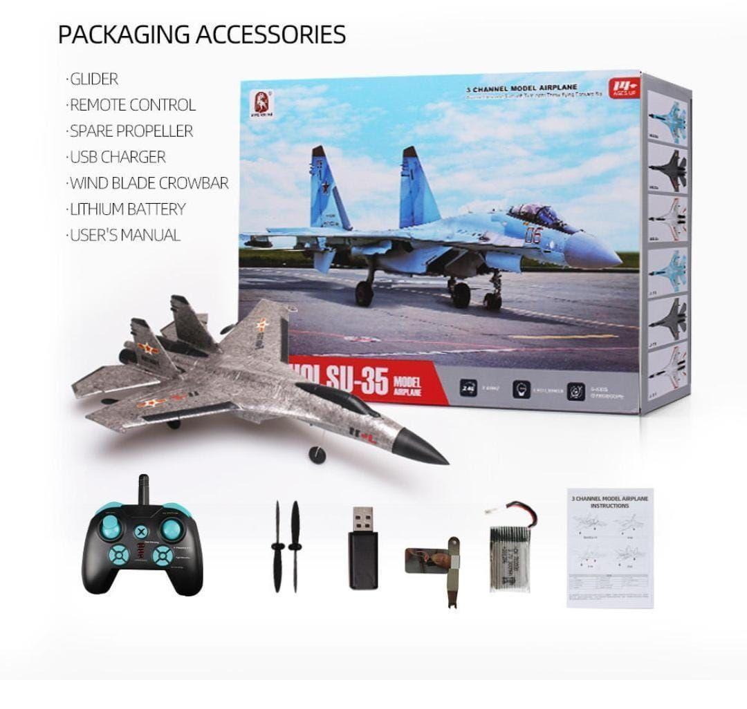 Avion Control Remoto Sukhoi, 2,4 Ghz - 3 canales -giro 360-4