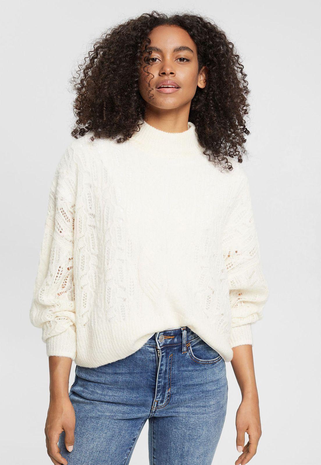 Sweater Con Tejido Trenzado Mujer Esprit-0