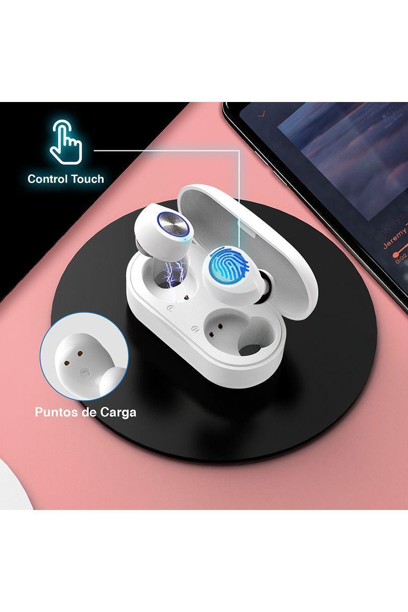 Audífonos Earbuds Reisen V1 Bluetooth IPX4 Blanco-1