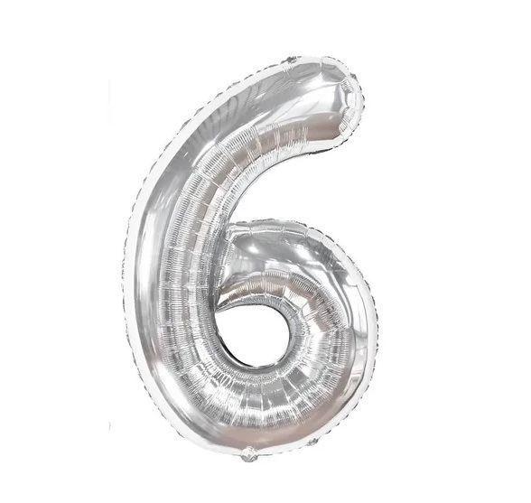 Globo Forma De Numero Globo Metalico Plateado Grande 80cm-0