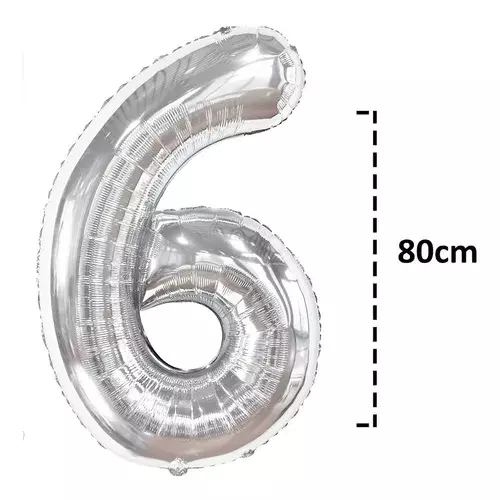 Globo Forma De Numero Globo Metalico Plateado Grande 80cm-4