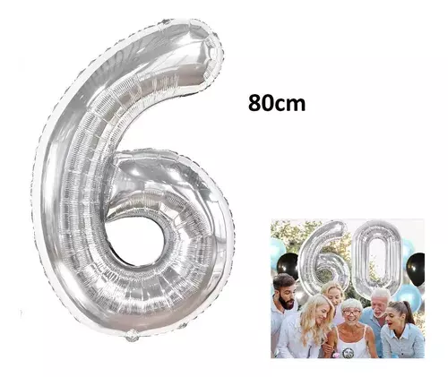 Globo Forma De Numero Globo Metalico Plateado Grande 80cm-1