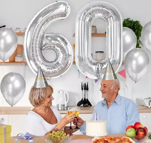 Globo Forma De Numero Globo Metalico Plateado Grande 80cm-2
