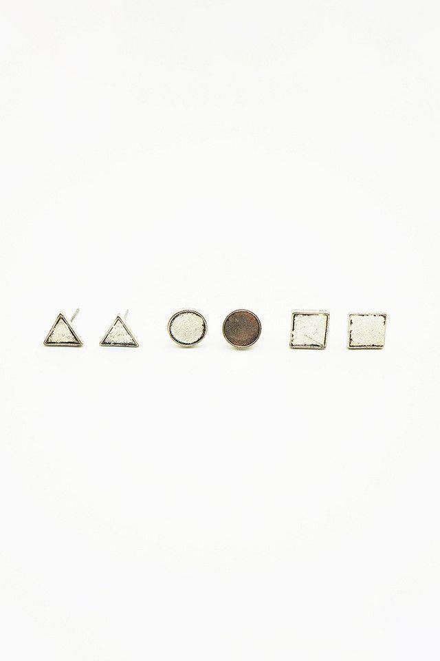 Set de Aros Figuras Plateado Humana-0