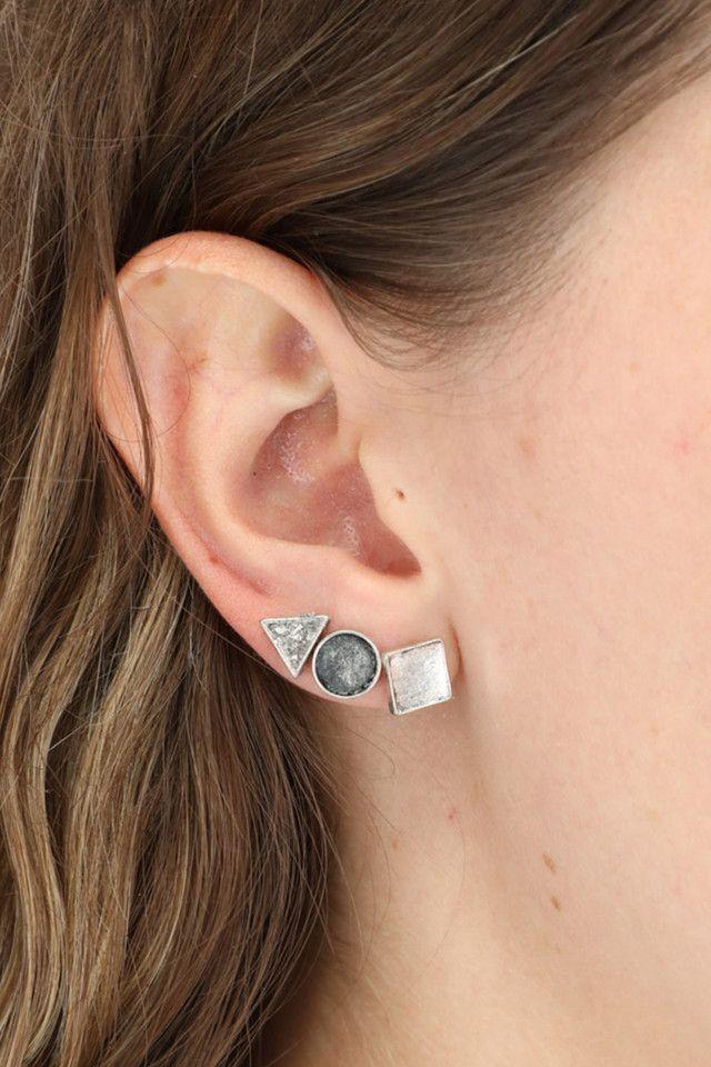 Set de Aros Figuras Plateado Humana-1