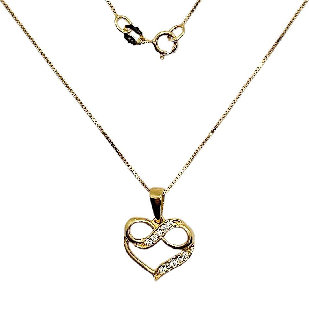 Cadena Veneciana Colgante Corazón Infinitos Brillitos Oro Au750 - 18k Italiano-0