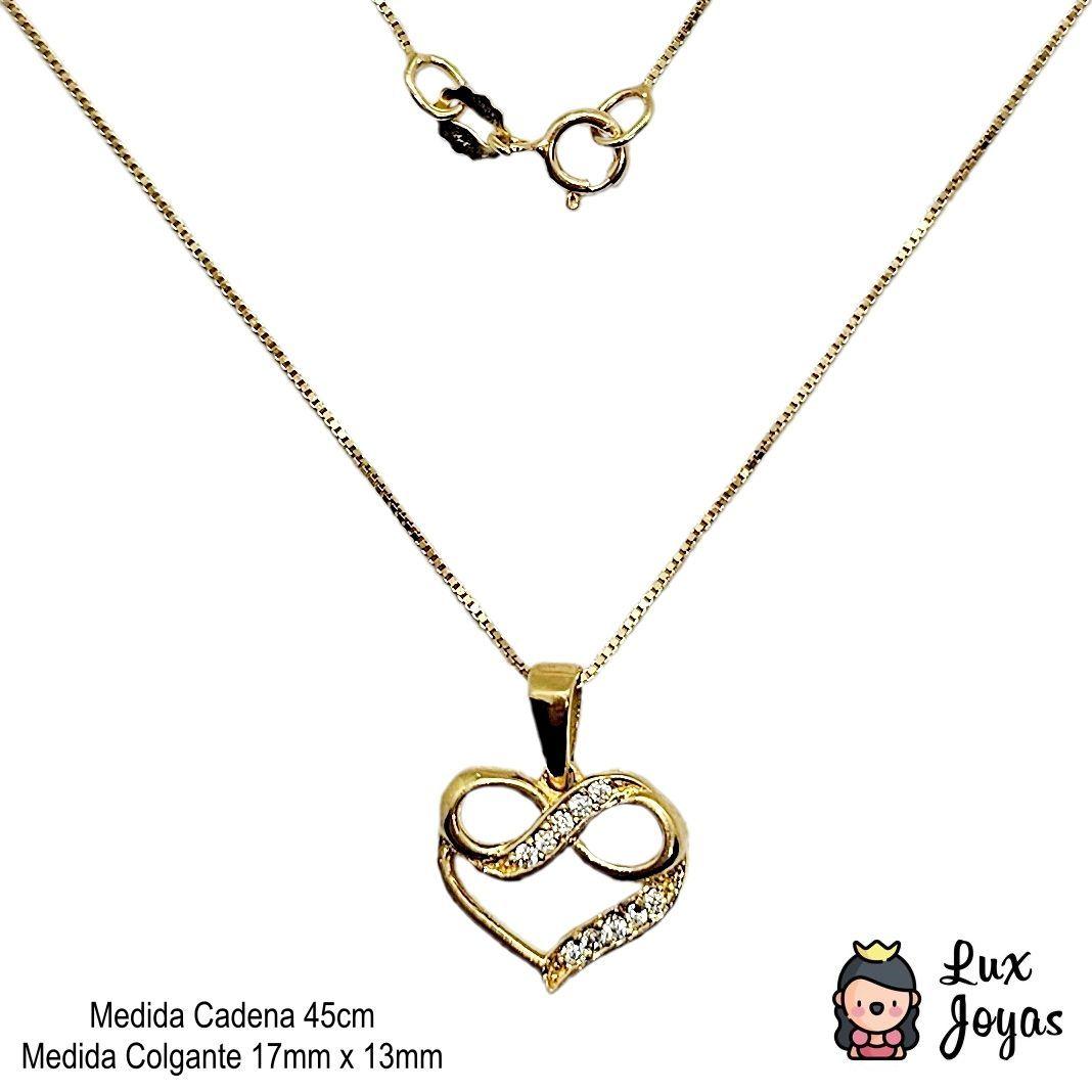 Cadena Veneciana Colgante Corazón Infinitos Brillitos Oro Au750 - 18k Italiano-2