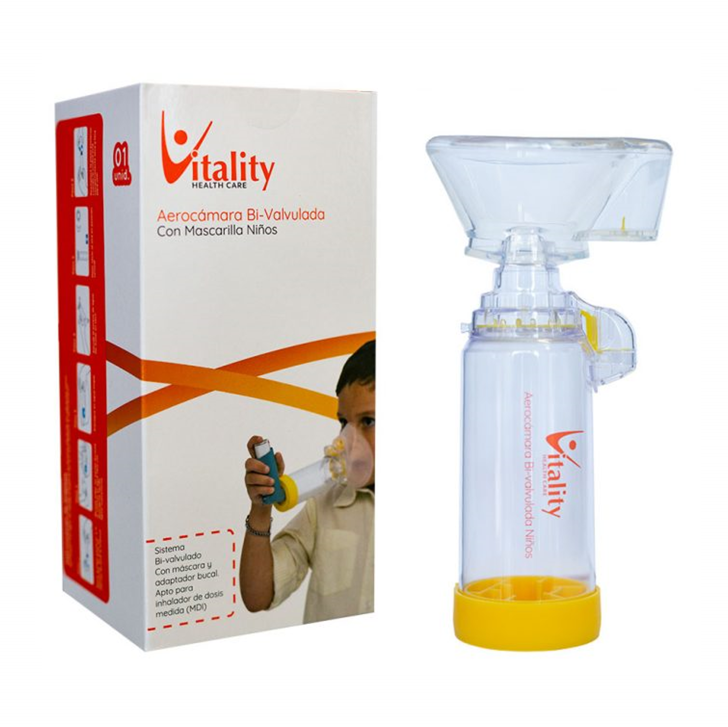 Aerocámara Doble Válvula con Mascarilla Infantil-0
