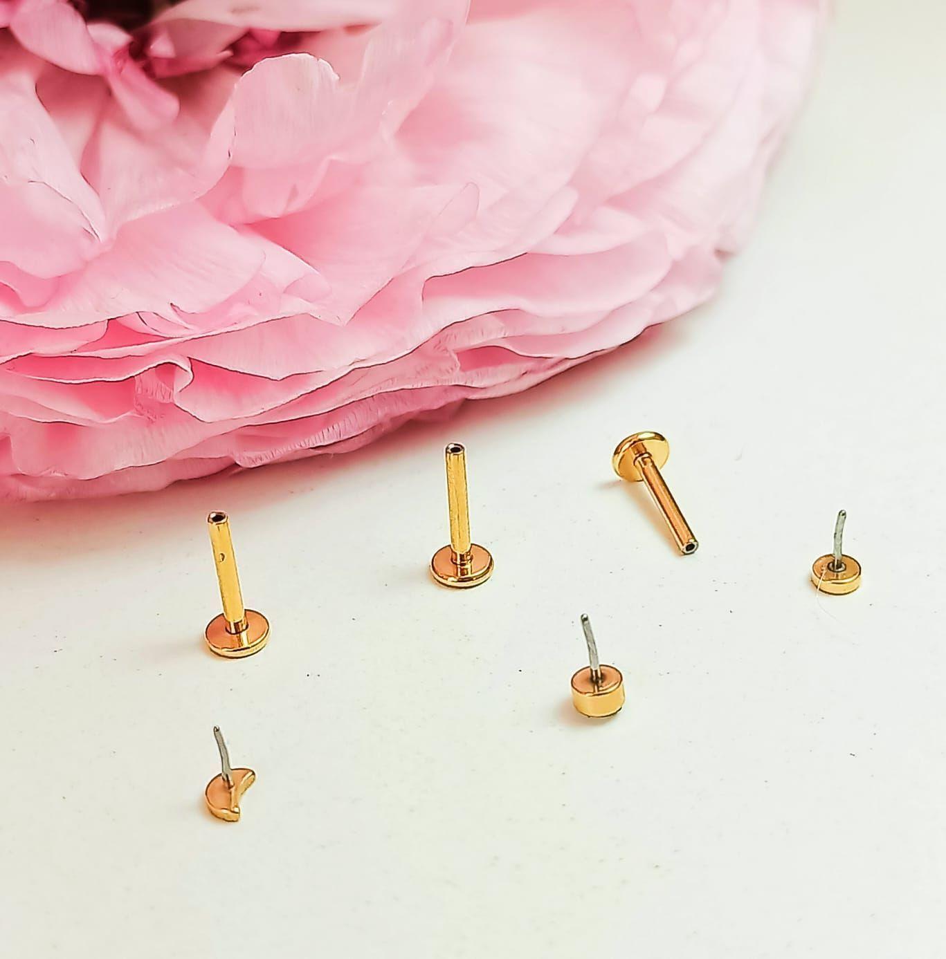 Conjunto push pin Piercing Chapado En Oro 18k Labret Set Luna -2