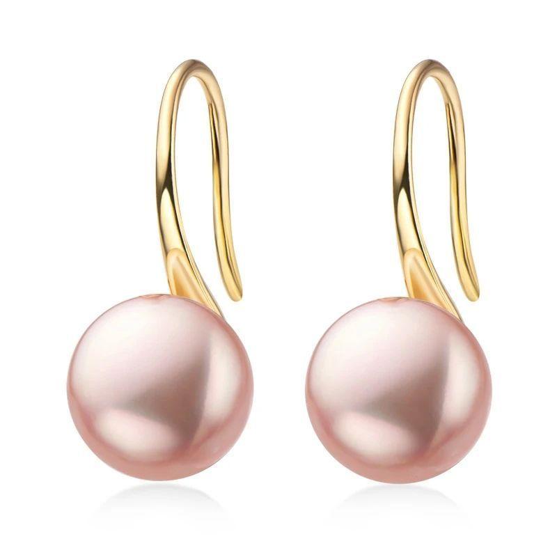 Pendientes enchapados en oro 14k con perla purpura natural-0
