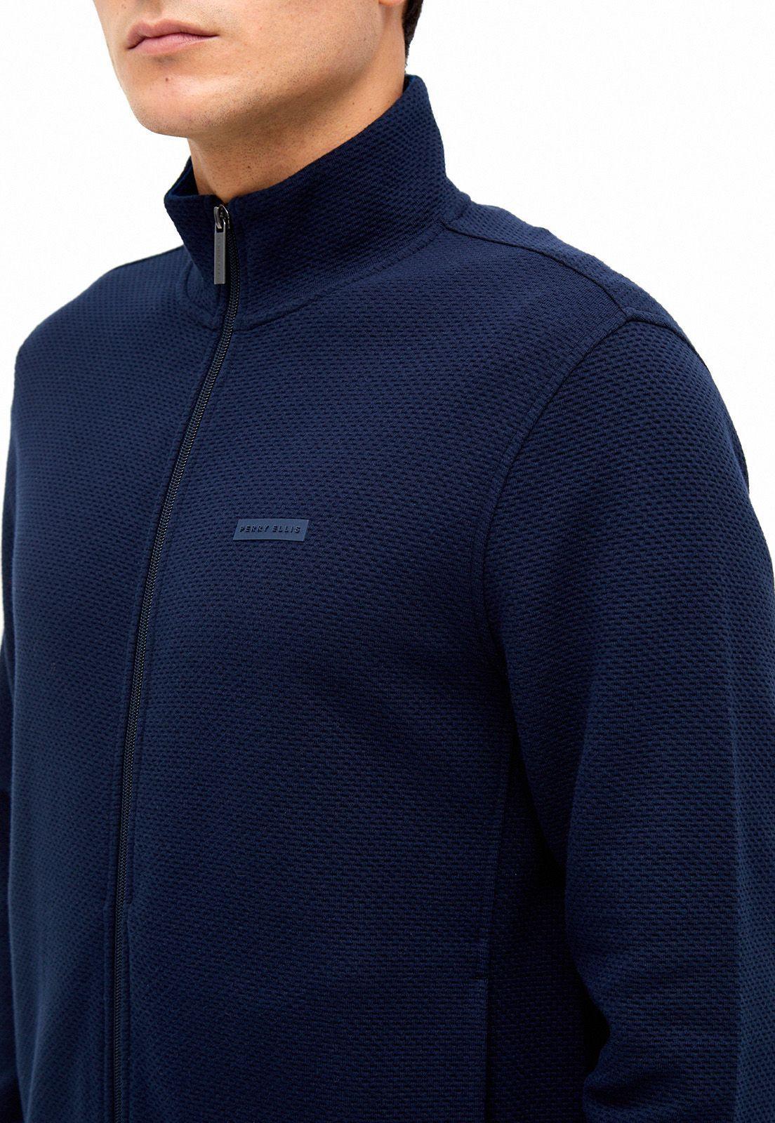 Polerón full zip textura Navy-1