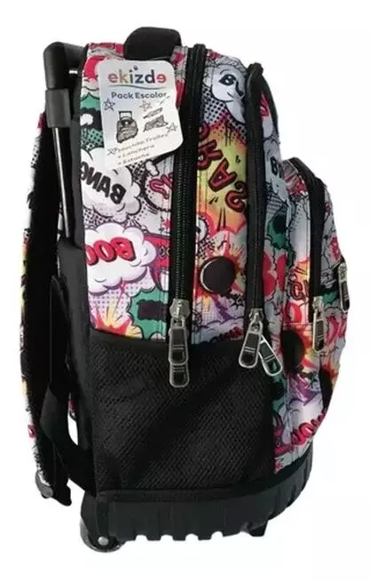 Mochila Con Ruedas + Lochera + Estuche Ekizde Comic -2