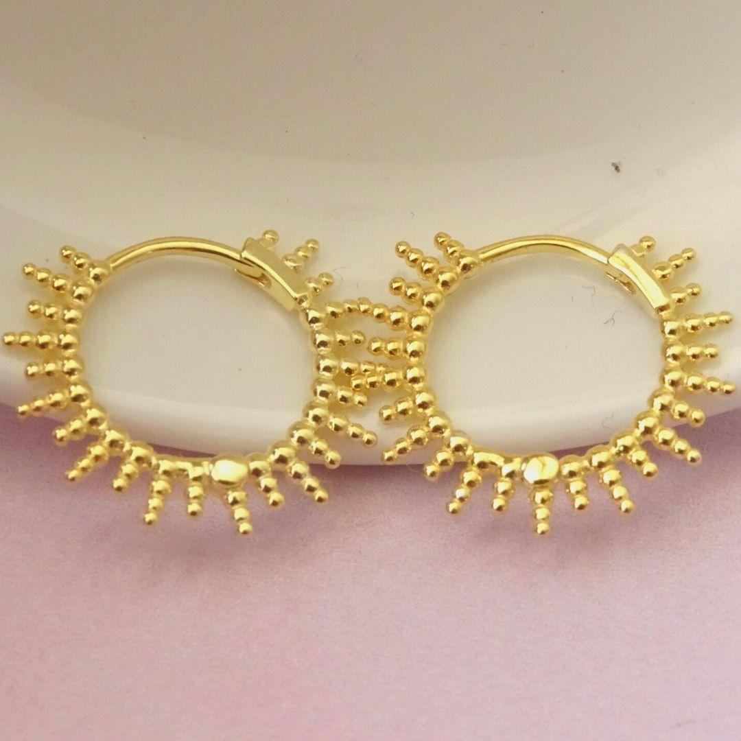 Aros De Plata Baño De Oro Sol Dorado - MABELITA-2