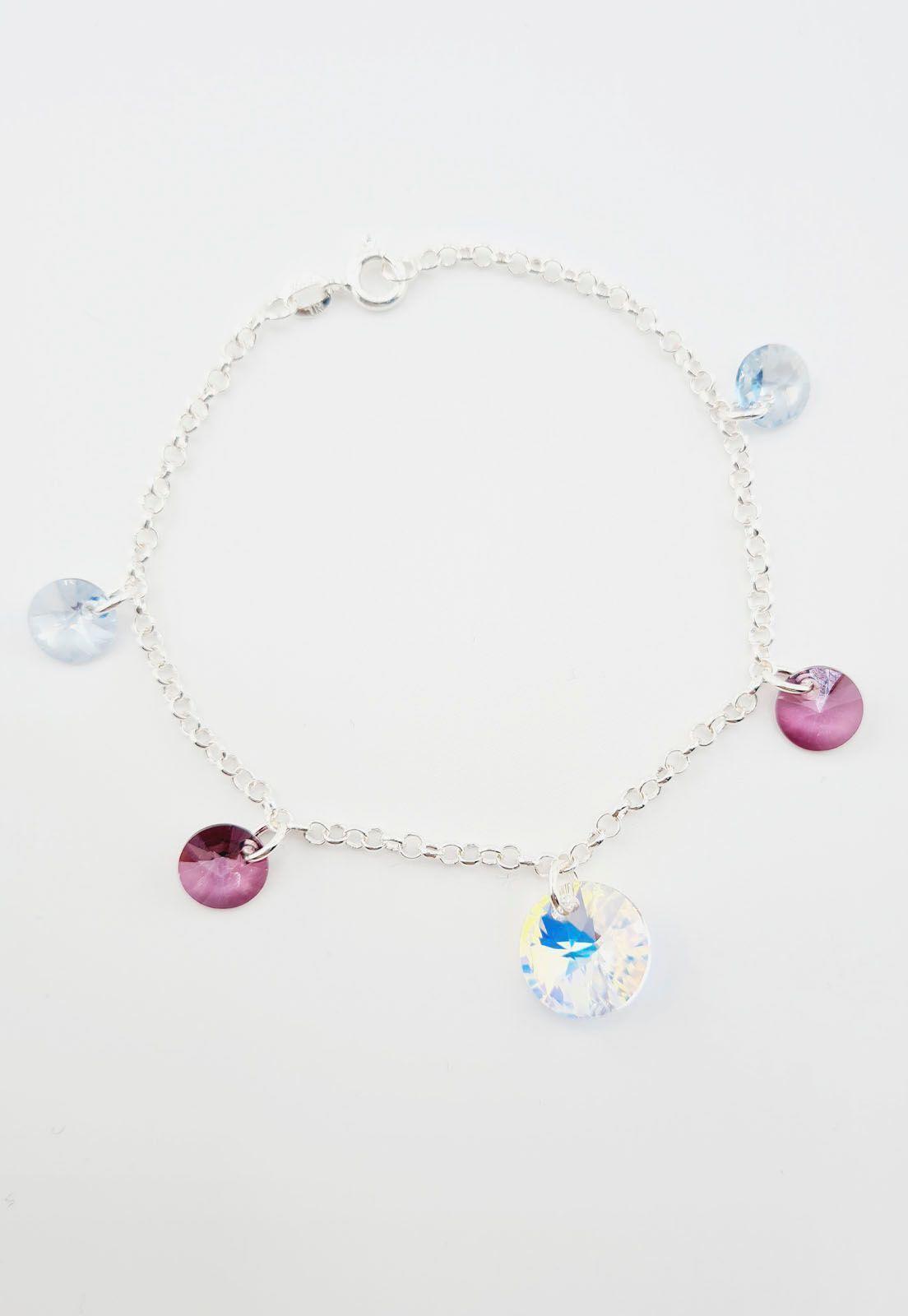 Pulsera Nepal Plata 925 y Cristales Antique Pink-2