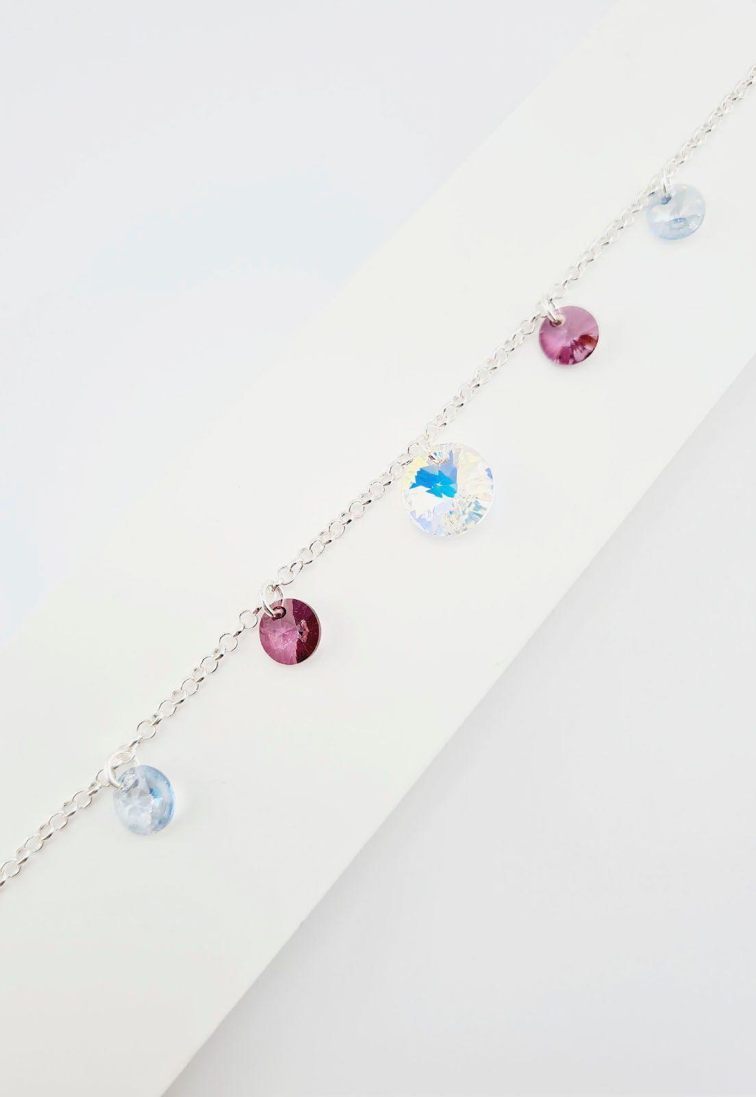 Pulsera Nepal Plata 925 y Cristales Antique Pink-3
