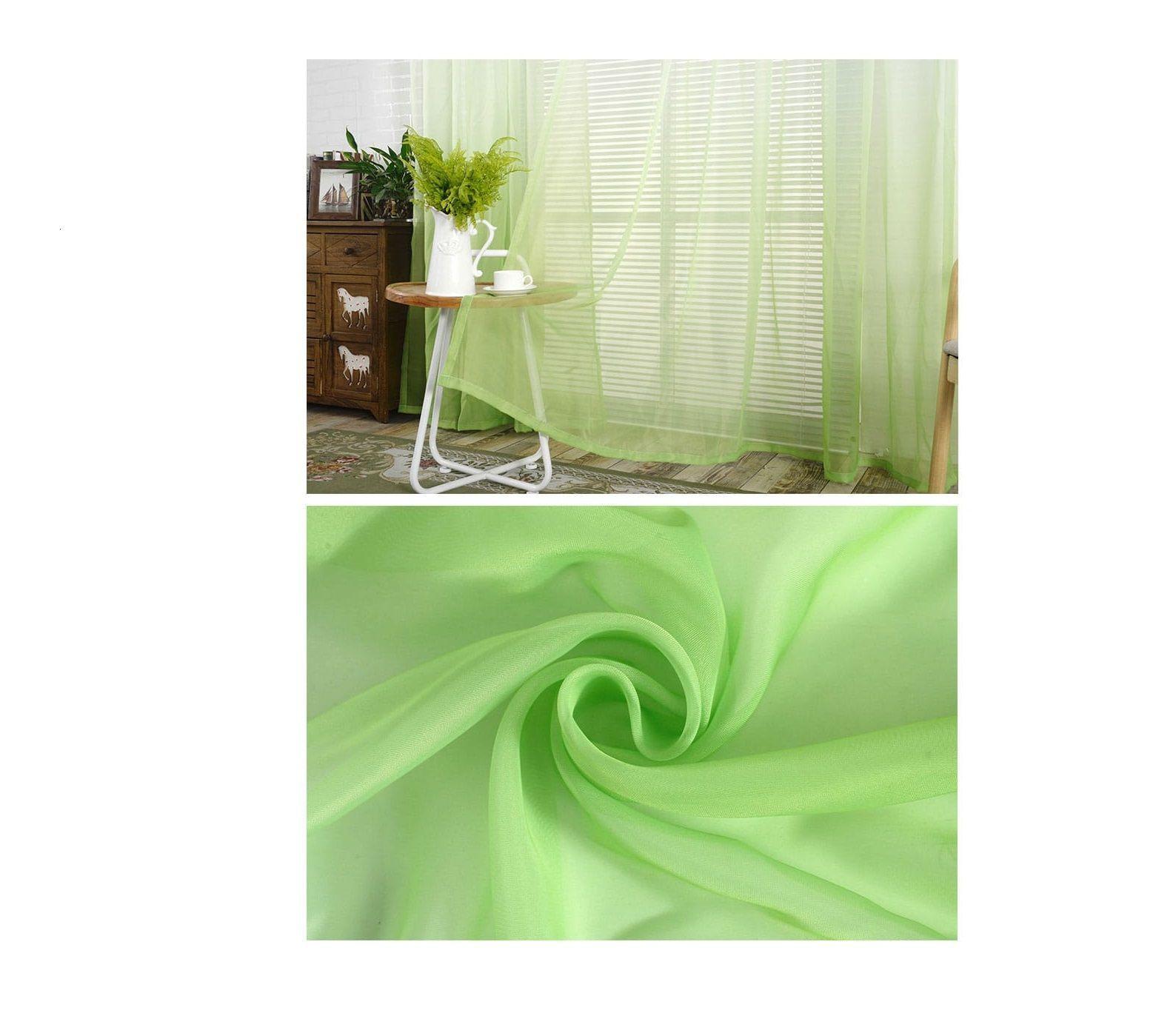 set 2 cortinas tipo visillo degrade Verde-1