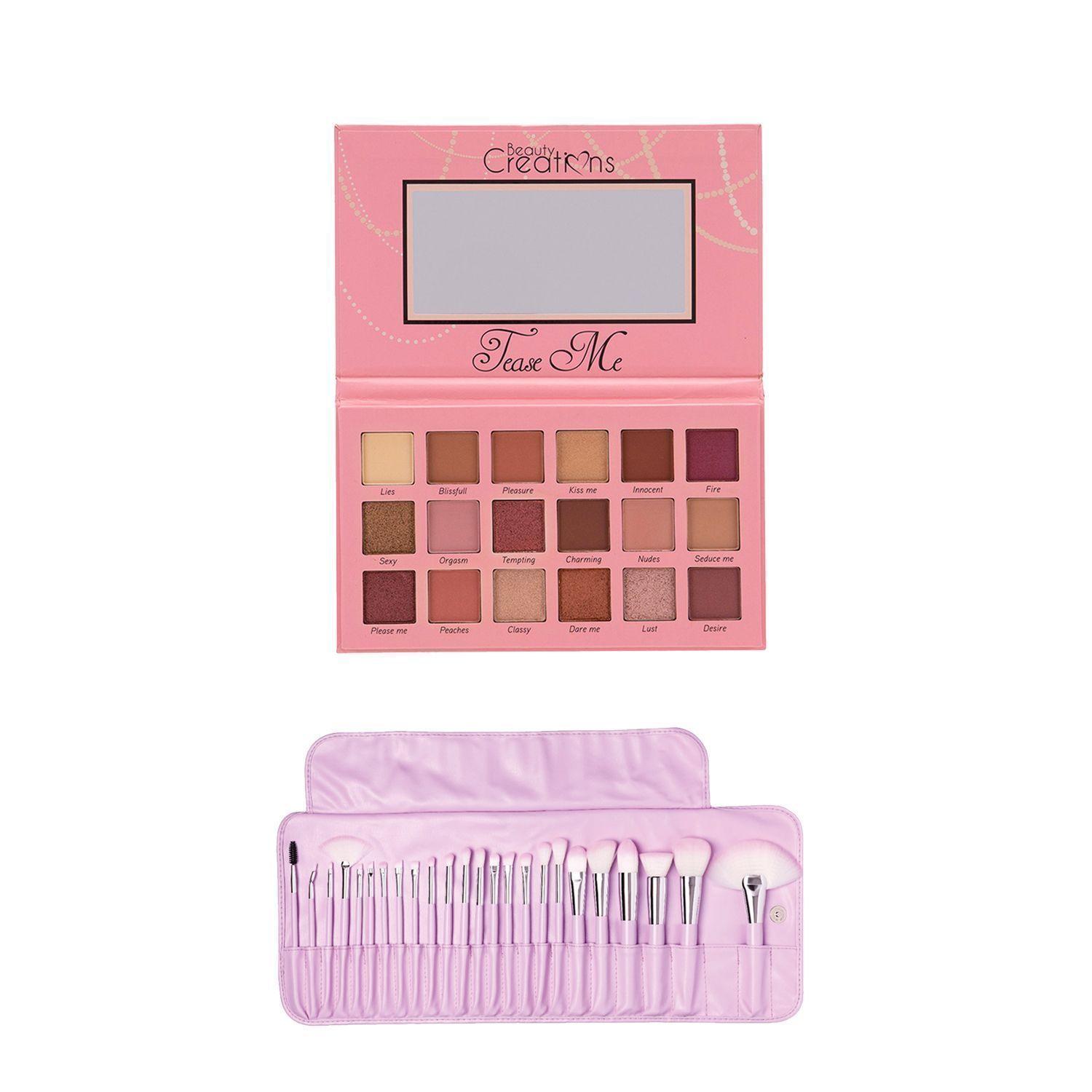 Pack Paleta De Sombra “Tease Me” + Set 24 Brochas Pastel Marshmallow de Beauty Creations-0