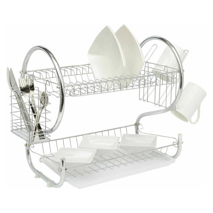 Secador Escurridor De Loza Platos Inoxidable Grande Gris-1