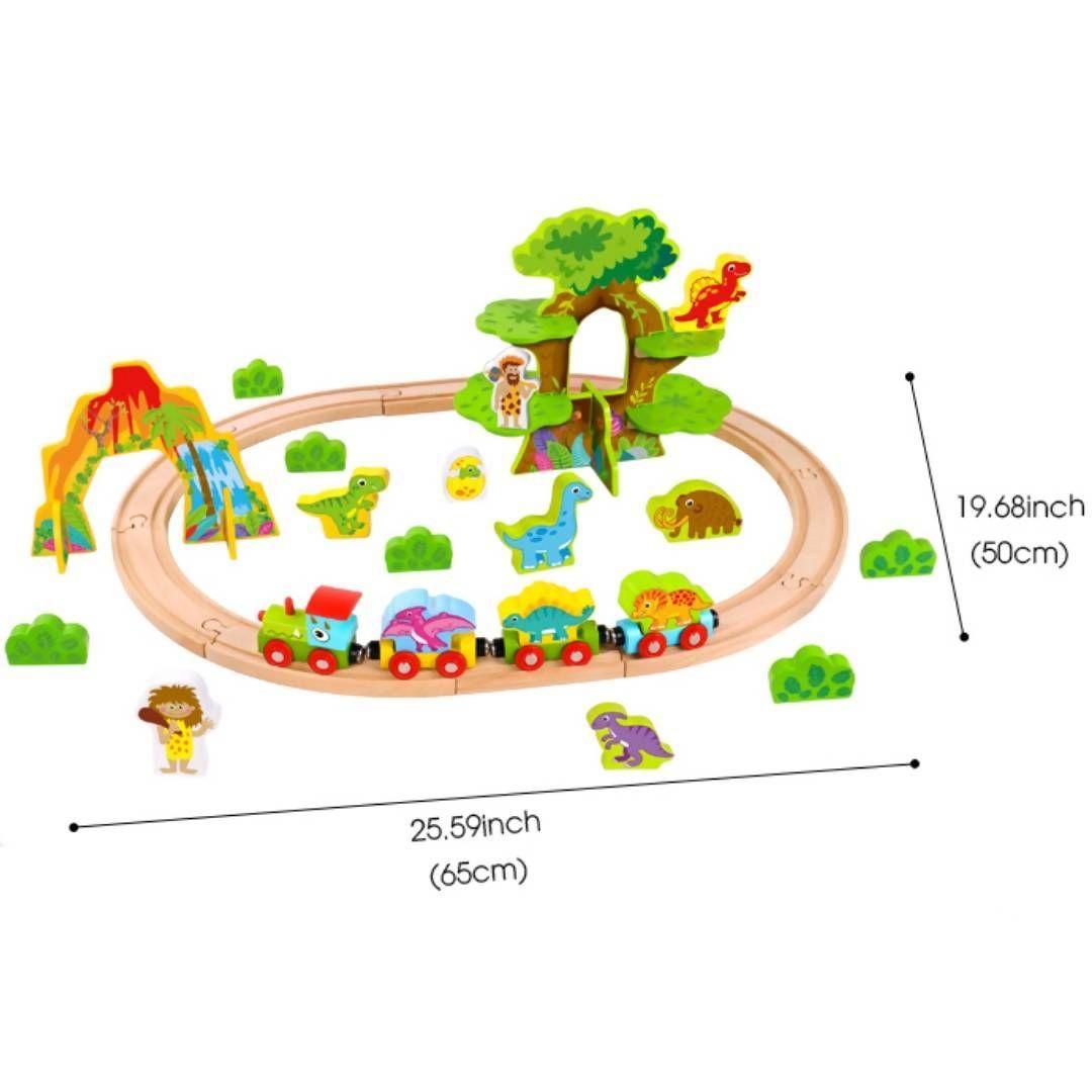 Pista Tren de Dinosaurios de Madera-2
