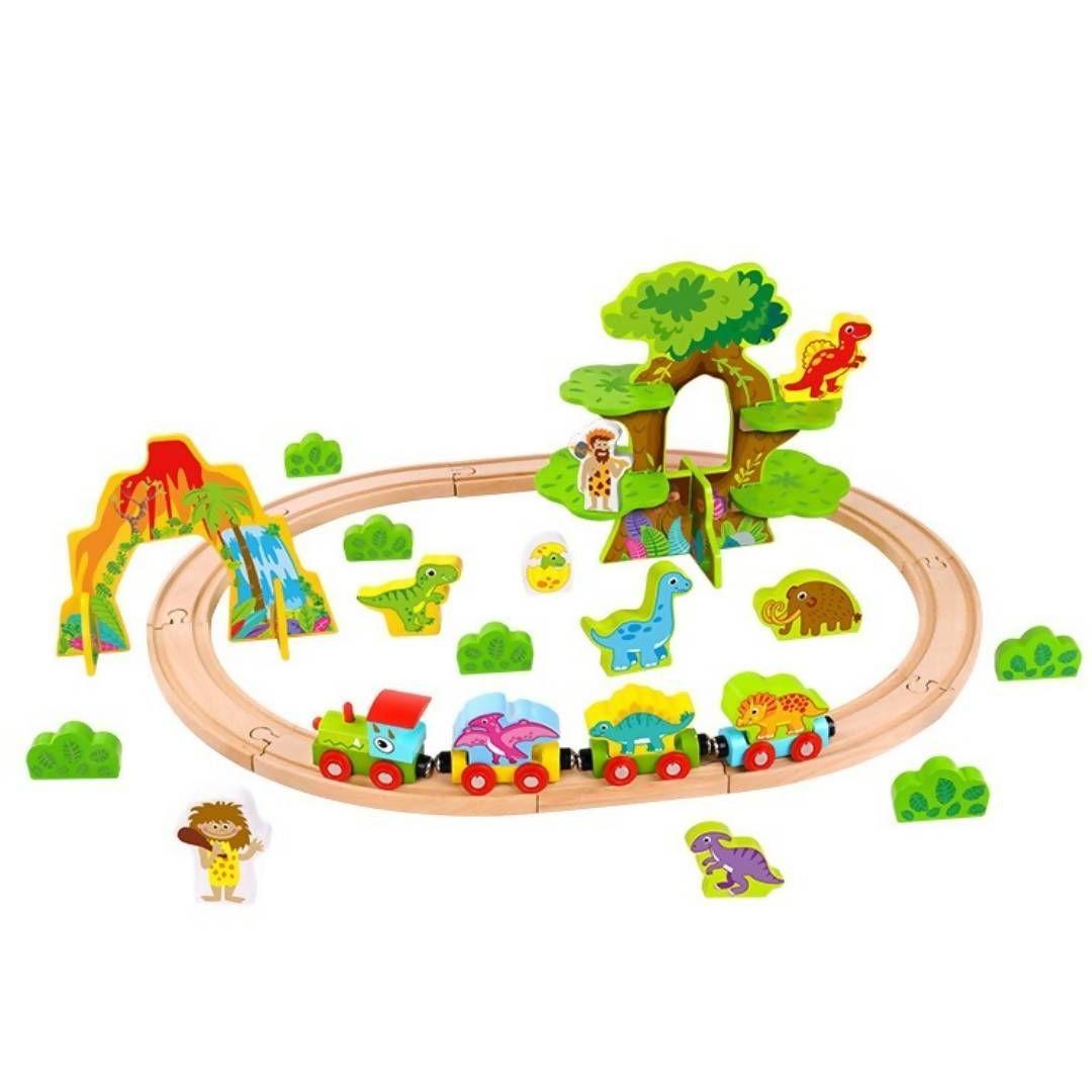 Pista Tren de Dinosaurios de Madera-0